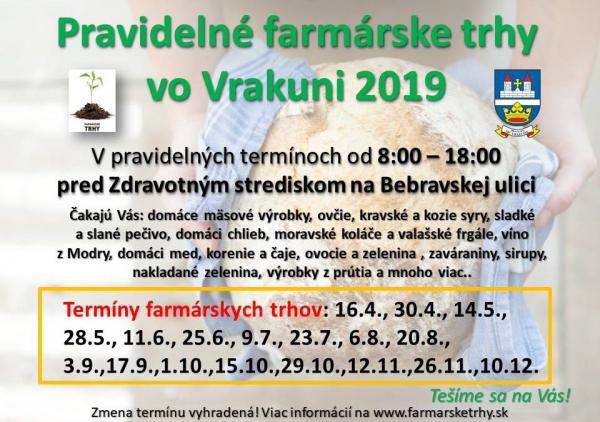 Pravidelné farmárske trhy vo Vrakuni 2019 - Podujatie