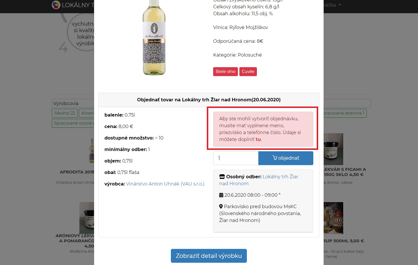 Objednávky na Lokálny trh