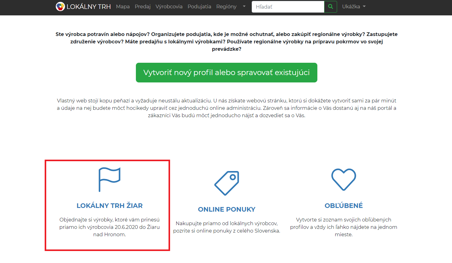 Objednávky na Lokálny trh