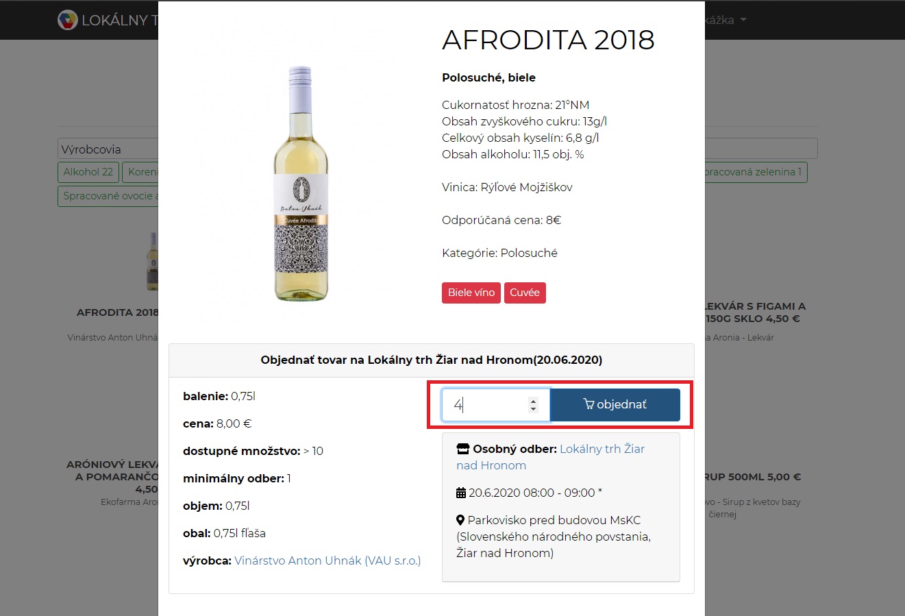 Objednávky na Lokálny trh